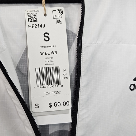 ADIDAS Women's Aeroready White and Black Windbreaker Running Jacket Size Small - Picture 2 of 12